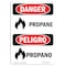 Signmission Safety Sign, OSHA Danger, 5" Height, Propane, Bilingual Spanish OS-DS-D-35-VS-1537 - alternate 1